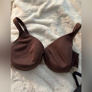 Cacique Brown Lace Trim Bra